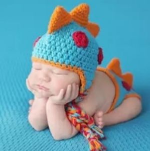 2pcs Dino Newborn Costume Wool Crocheted